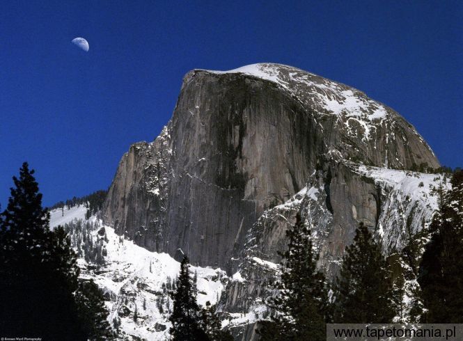 Moonrise over Half Dome, Yosemite, California, Tapety Widoki, Widoki tapety na pulpit, Widoki