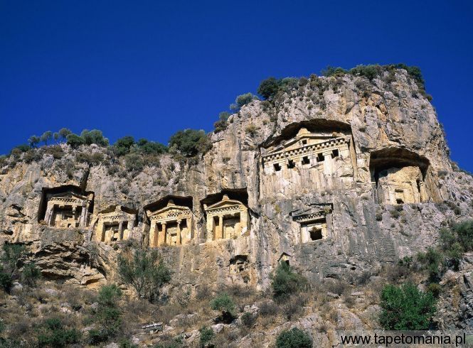 Rock Tombs, Dalyan, Turkey, Tapety Miasta, Miasta tapety na pulpit, Miasta