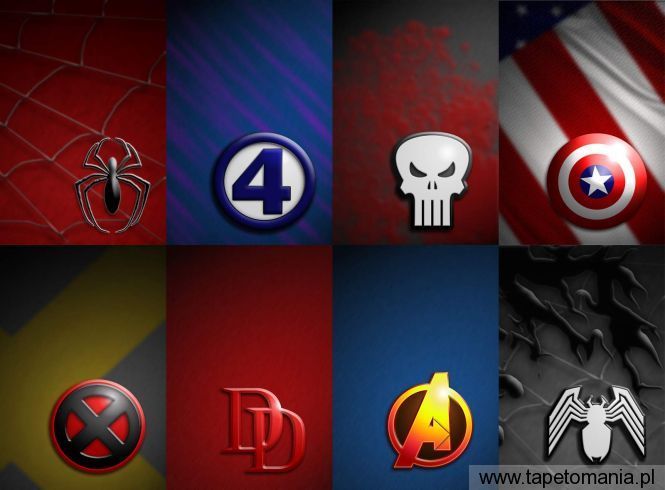 Marvel Symbol Collage, Tapety Komiksowe, Komiksowe tapety na pulpit, Komiksowe