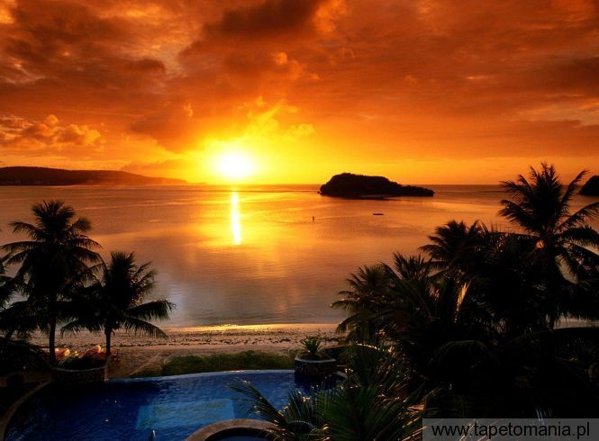 Agana Bay at Sunset, Tamuning, Guam, Tapety Widoki, Widoki tapety na pulpit, Widoki