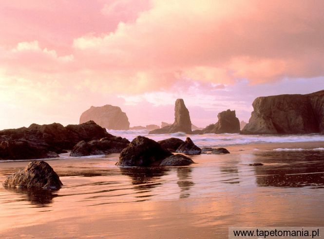 Coastal Sunset, Face Rock State Park, Bandon, Oregon, Tapety Widoki, Widoki tapety na pulpit, Widoki