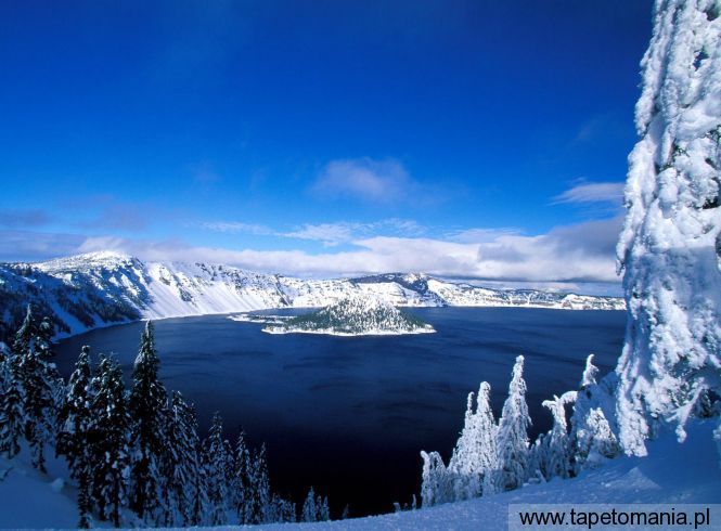 Crater Lake in Winter, Oregon, Tapety Widoki, Widoki tapety na pulpit, Widoki