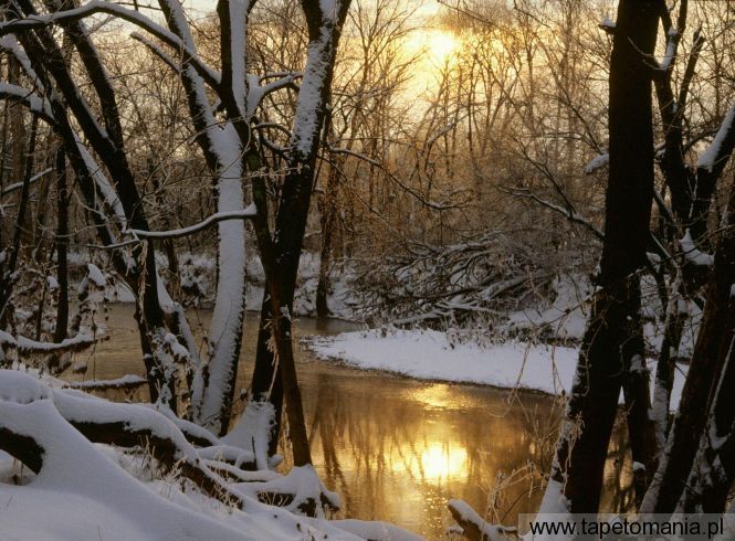 Harpeth River Winter Sunrise, Williamson County, Tennessee, Tapety Widoki, Widoki tapety na pulpit, Widoki