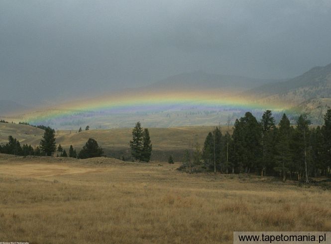 Lamar Valley Sunset Rainbow, Yellowstone National Park, Montana, Tapety Widoki, Widoki tapety na pulpit, Widoki