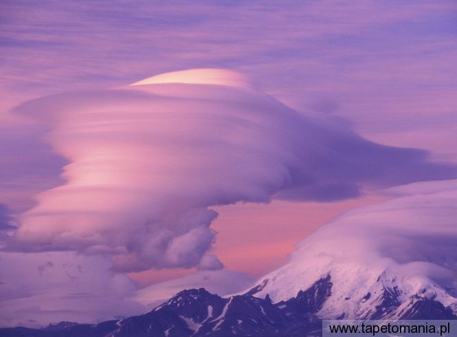 Lenticular Clouds Over Mount Drum, Alaska, Tapety Widoki, Widoki tapety na pulpit, Widoki
