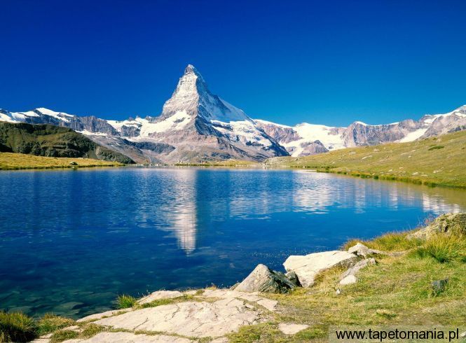 Matterhorn, Stellisee, Valais, Switzerland, Tapety Widoki, Widoki tapety na pulpit, Widoki