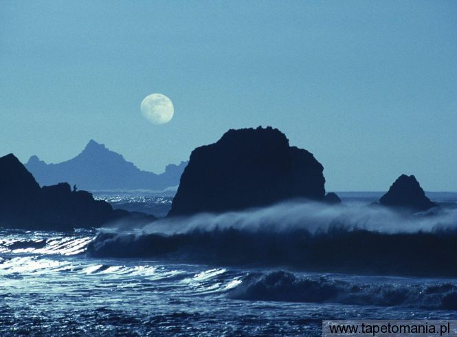 Moon Over Rockaway Beach, California, Tapety Widoki, Widoki tapety na pulpit, Widoki