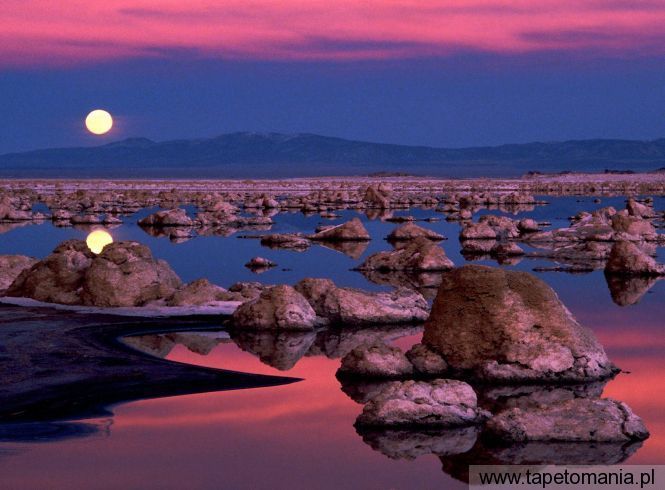 Moonrise at Mono Lake California, Tapety Widoki, Widoki tapety na pulpit, Widoki