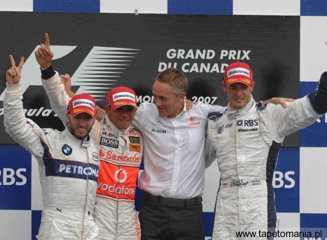 lewishamilton nickheidfeld alexanderwurz podium montreal 2007, Tapety Formuła 1, Formuła 1 tapety na pulpit, Formuła 1