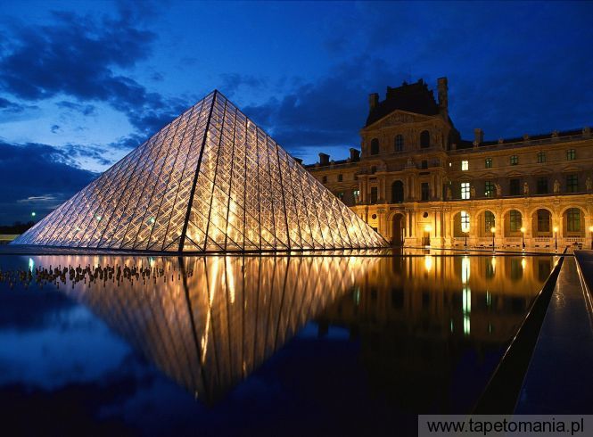 Pyramid at Louvre Museum, Tapety Budowle, Budowle tapety na pulpit, Budowle
