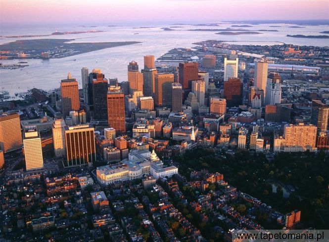 aerial view of downtown boston, Tapety Budowle, Budowle tapety na pulpit, Budowle