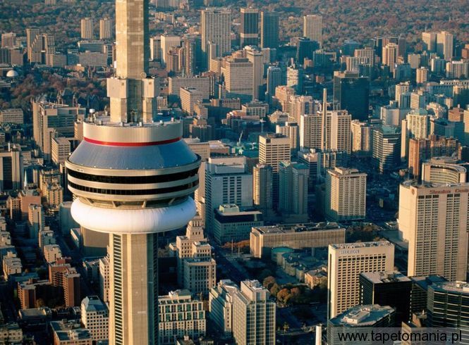 aerial view of the cn tower, Tapety Budowle, Budowle tapety na pulpit, Budowle