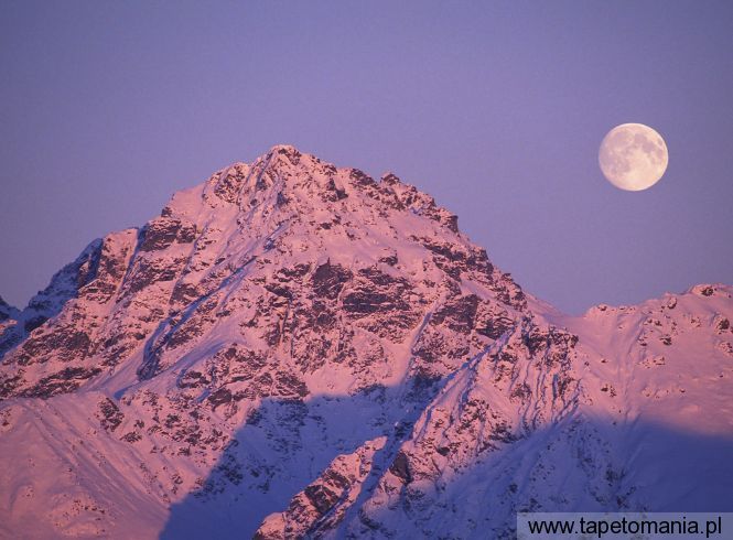 Moonrise Alpenglow, Tapety Góry, Góry tapety na pulpit, Góry