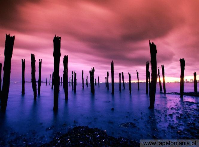 dock pilings, Tapety Zachody słońca, Zachody słońca tapety na pulpit, Zachody słońca