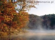 Mist and Autumn Color Along Strahl Lake Indiana